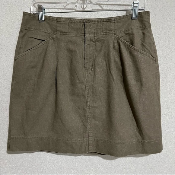 Ann Taylor Gray Shimmer Mini Skirt Pockets Linen Cotton Blend Size 6 - Picture 1 of 7
